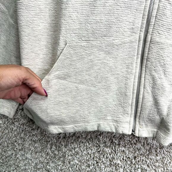 Eileen Fisher Jacket Women’s Small Cream Cotton Muslin Creped Ottoman Zip Up Hoo - Picture 5 of 7